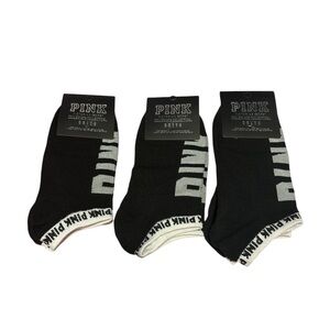 PINK Victoria's Secret Black and White Casual Socks Trio 3